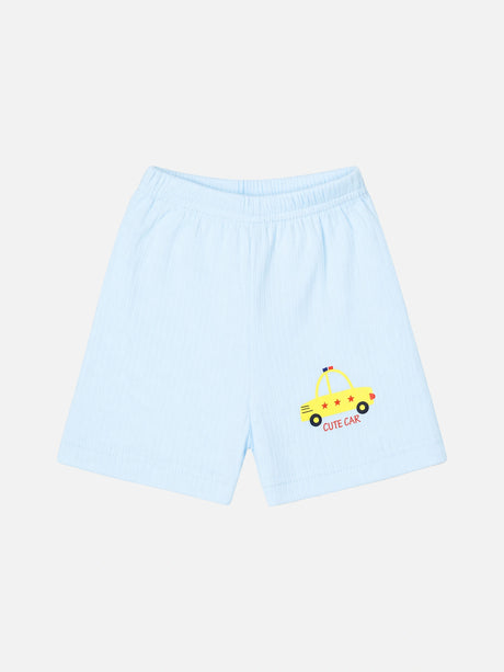 Baby Cotton Rich Front Open Half Sleeves Short Suit Solid Rib
