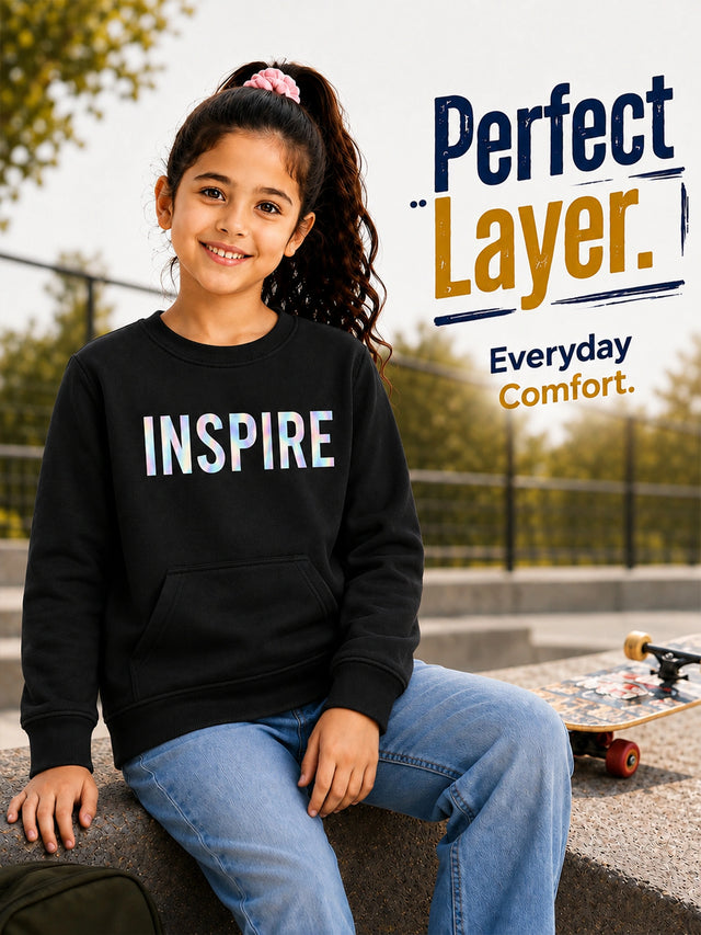 Girls Round Neck Full Sleeve Sweatshirt with Comfortable Everyday Styling for Casual Wear and Light Winter Use