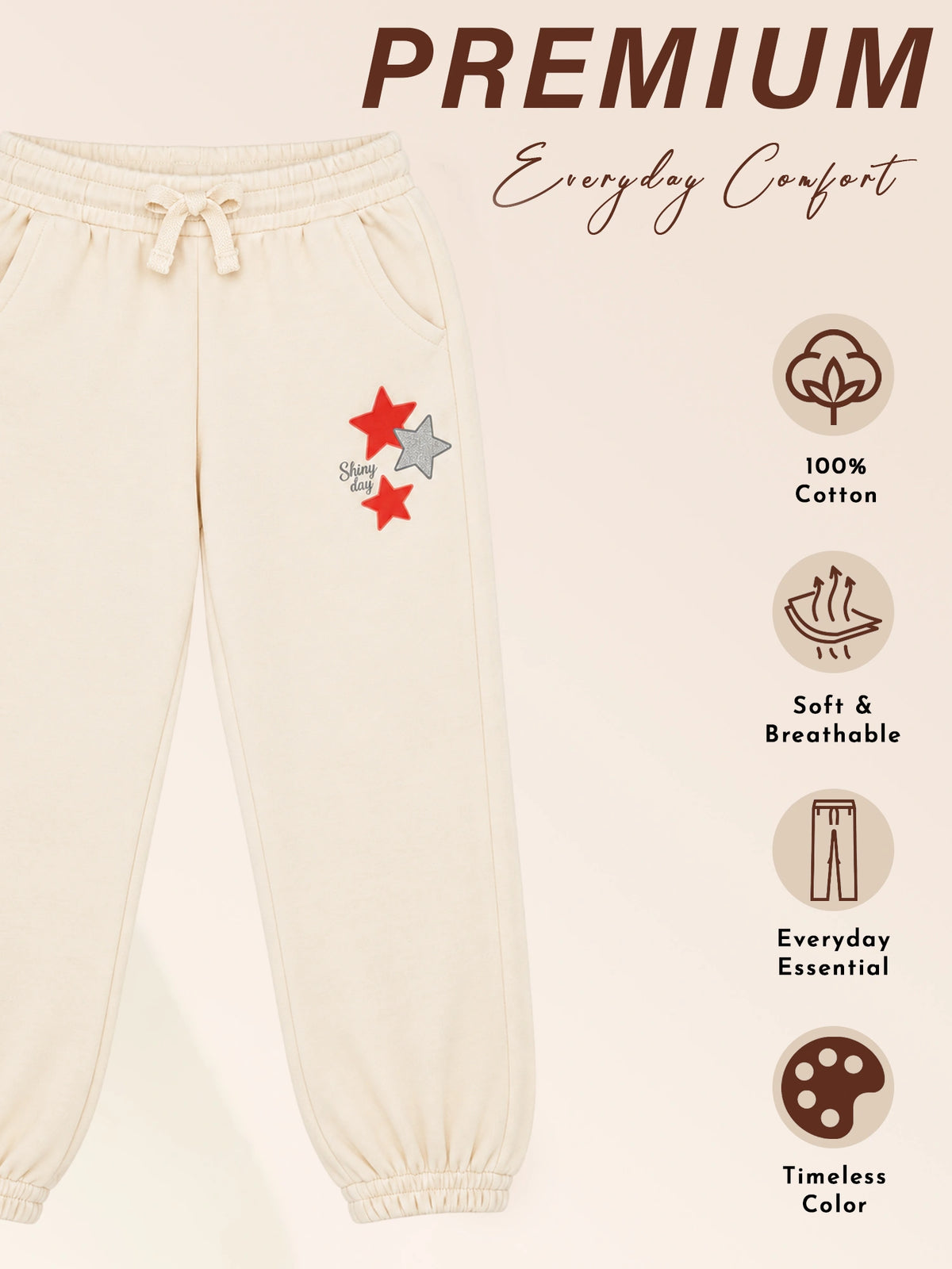 Girls Cotton Blend Track Pant with Regular Fit for Casual Wear, Lounge Comfort and Easy Everyday Movement - Pack of 1