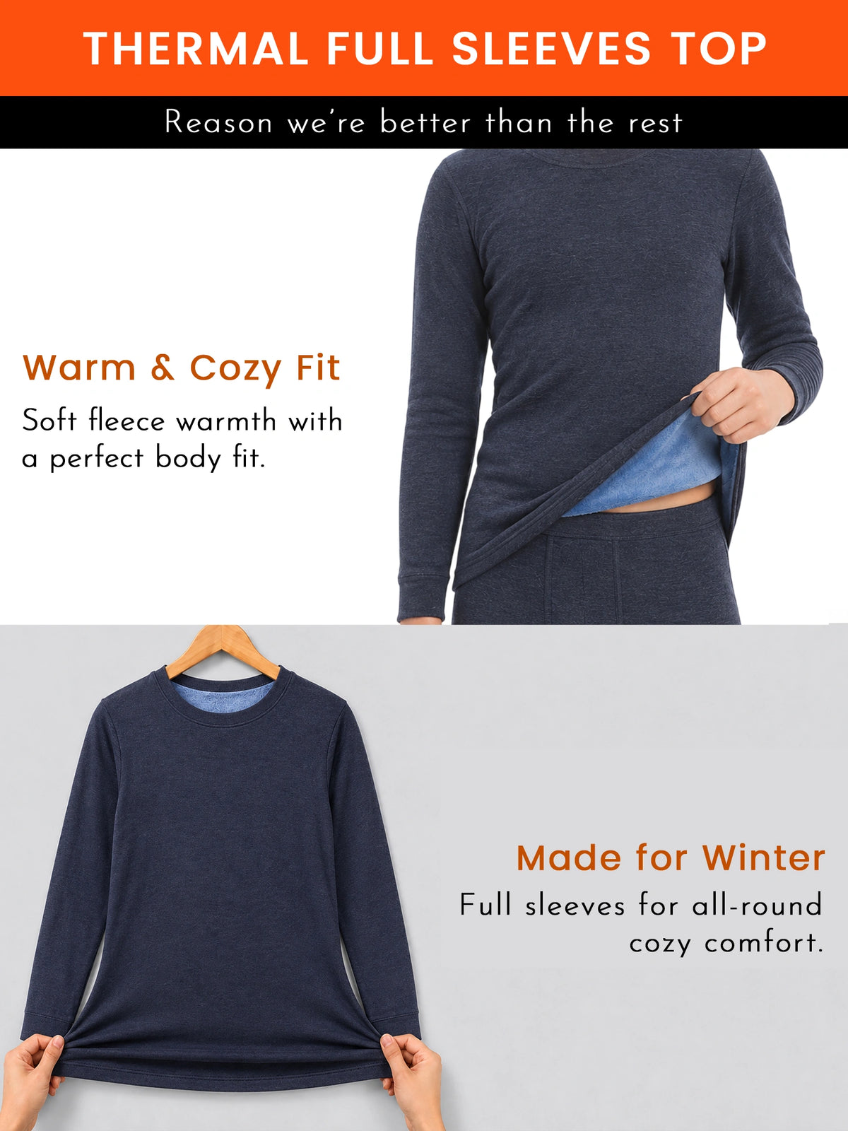 Unisex Kids Heat Max Thermal Top Round Neck Full Sleeves with Fur Fleece Inside for Very High Warmth - Pack of 1