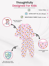 Unisex Baby Front Open Full Sleeve Night Suit Pajami Suit for Soft Comfort, Easy Dressing and Regular Babywear - Pack of 1