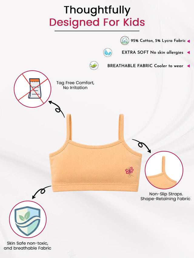 Girls Cotton Sleeveless Crop Top with Inner Elastic for Everyday Innerwear Comfort and Supportive Fit