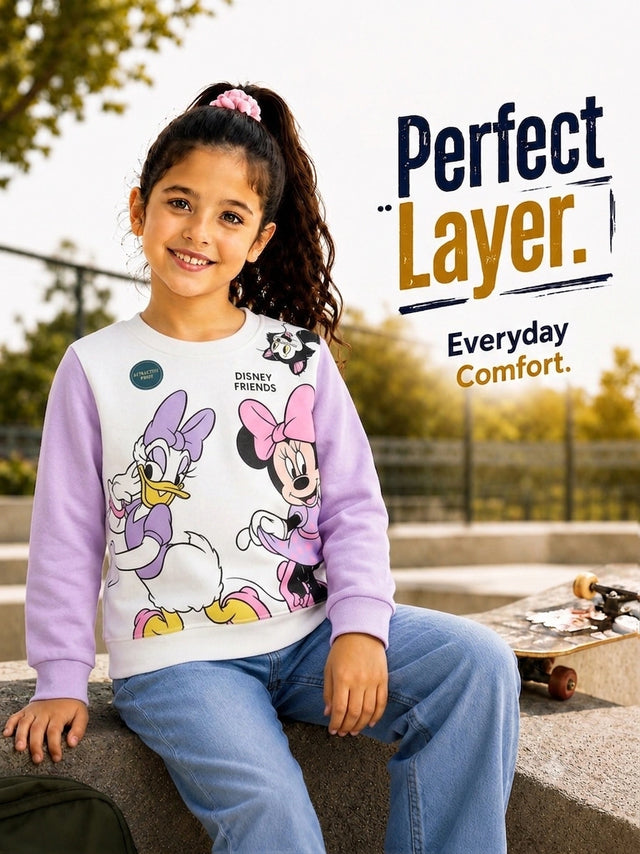 Girls 3 Thread Fleece Sweatshirt with Full Sleeves for Warm Casual Wear, Lounge Comfort and Everyday Use