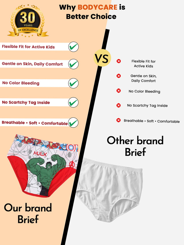 Boys 100% Cotton Top Elastic Brief for Everyday Innerwear Comfort and Regular Wardrobe Use - Pack of 3