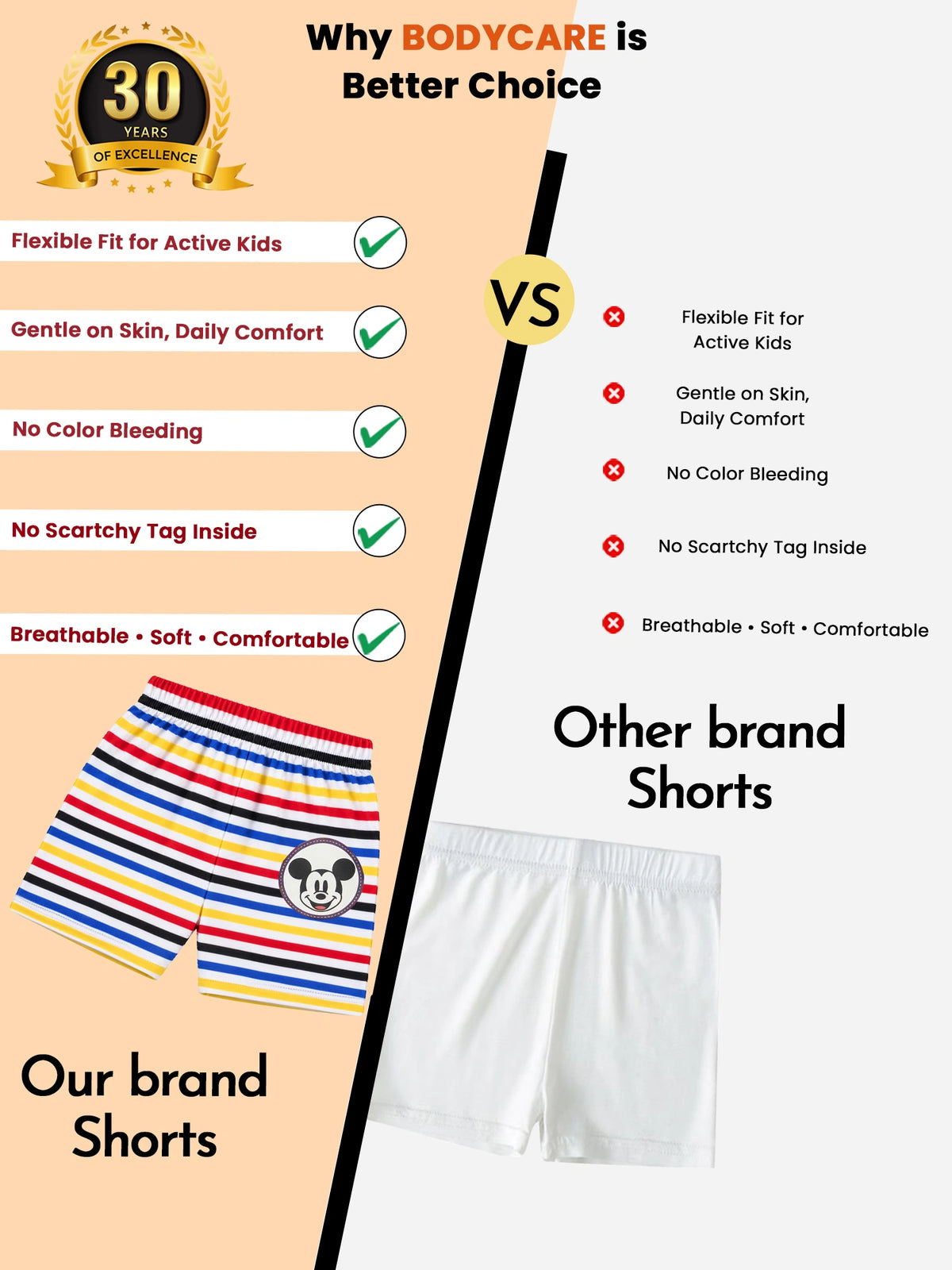 Baby Boys Mickey & Friends Shorts 100% Cotton for Everyday Comfort, Playtime Ease and Lounge Wear - Pack of 3