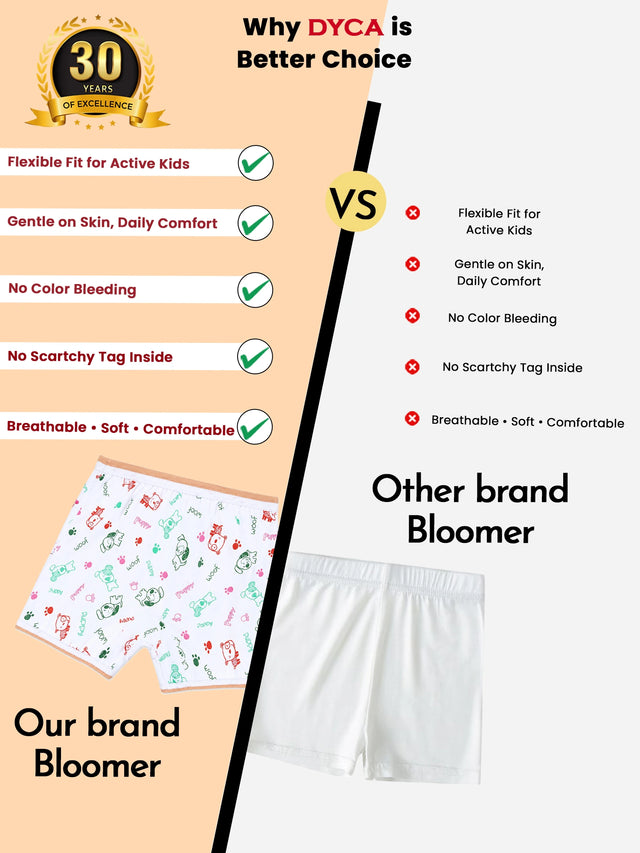 Unisex 100% Cotton Printed Bloomer with Top Elastic Waist for Comfortable Innerwear Essentials - Pack of 6