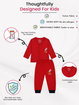 Unisex Baby Cotton Blend Front Open Top and Pyjama Set for Soft Nightwear Comfort and Easy Regular Dressing