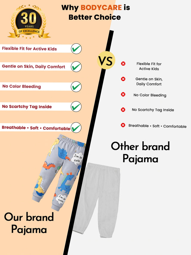Baby Boys Self Design Pyjama with Inner Elastic for Regular Wear, Easy Movement and Comfort - Pack of 2