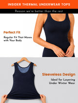 Women Sleeveless Thermal Top with Round Neck, Fur Fleece Inside Warmth and Winter Innerwear Comfort - Pack of 1