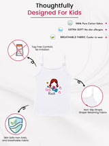 Girls 100% Cotton Printed Dori Neck Sleeveless Innerwear Vest for Everyday Comfort and Regular Use - Pack of 4