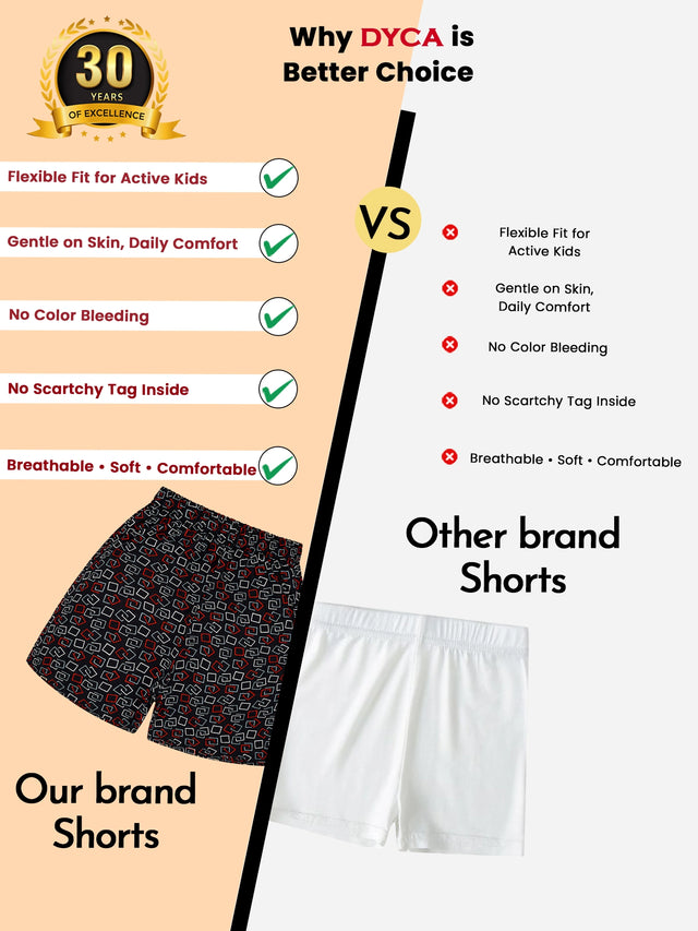 Boys Printed Shorts for Casual Wear, Lounge Comfort, Easy Movement and Regular Wardrobe Use - Pack of 6