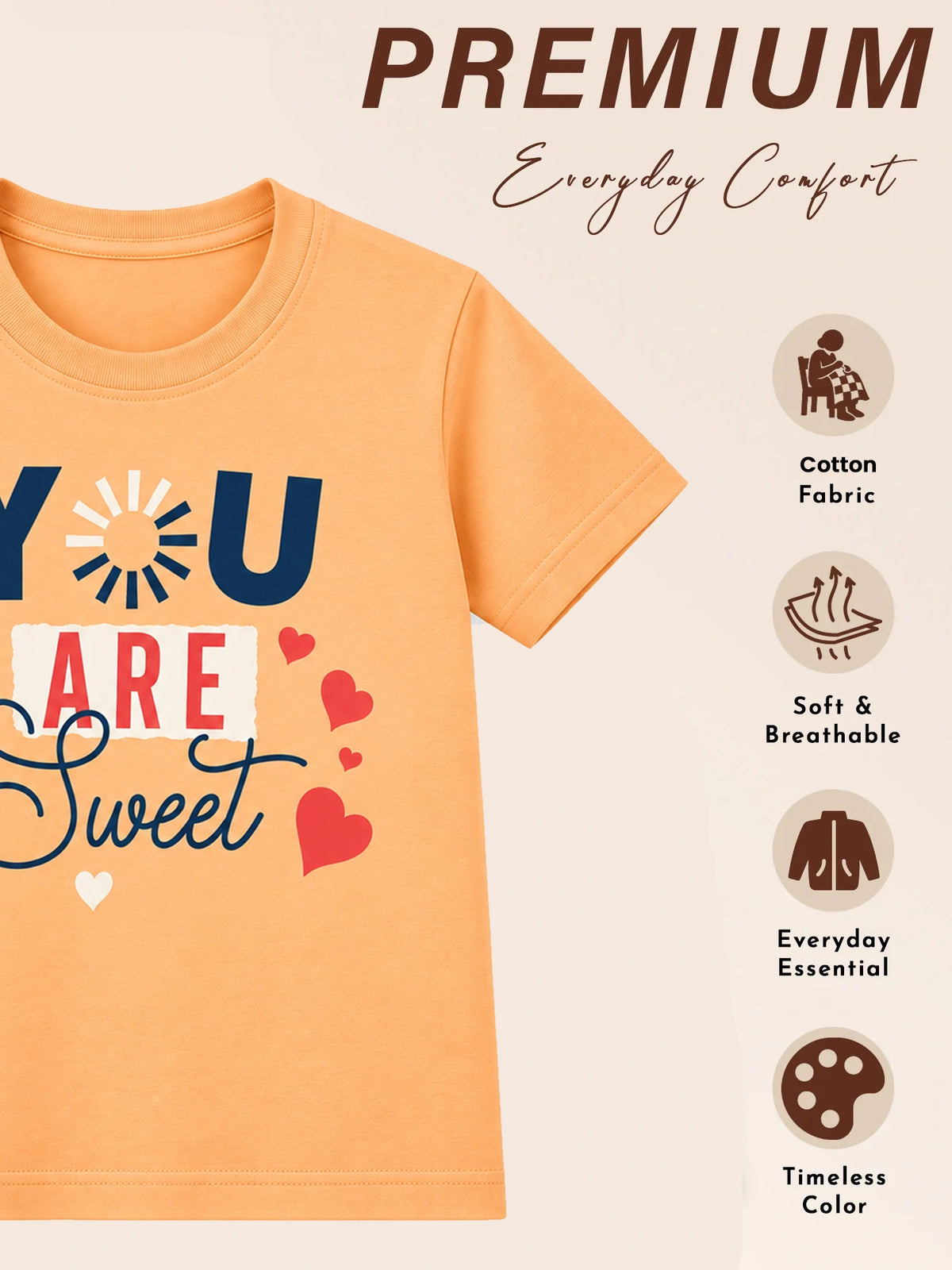 Girls Cotton Round Neck Half Sleeves T-Shirt for Casual Wear, Easy Movement and Everyday Wardrobe Use