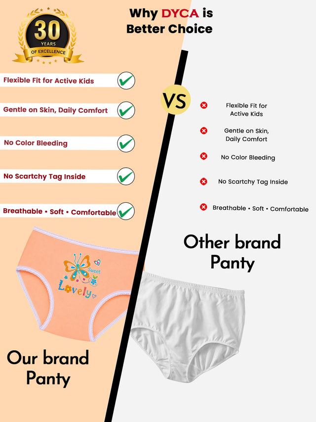 Girls Innerwear Panty with Top Elastic for Comfortable Everyday Fit, Easy Support and Wardrobe Essentials - Pack of 3
