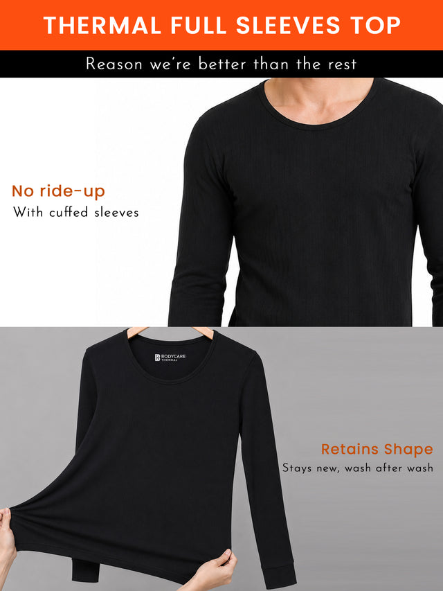Boys Round Neck Full Sleeves Thermal Top for Winter Base Layering, Cold-Weather Comfort and Everyday Innerwear - Pack of 1