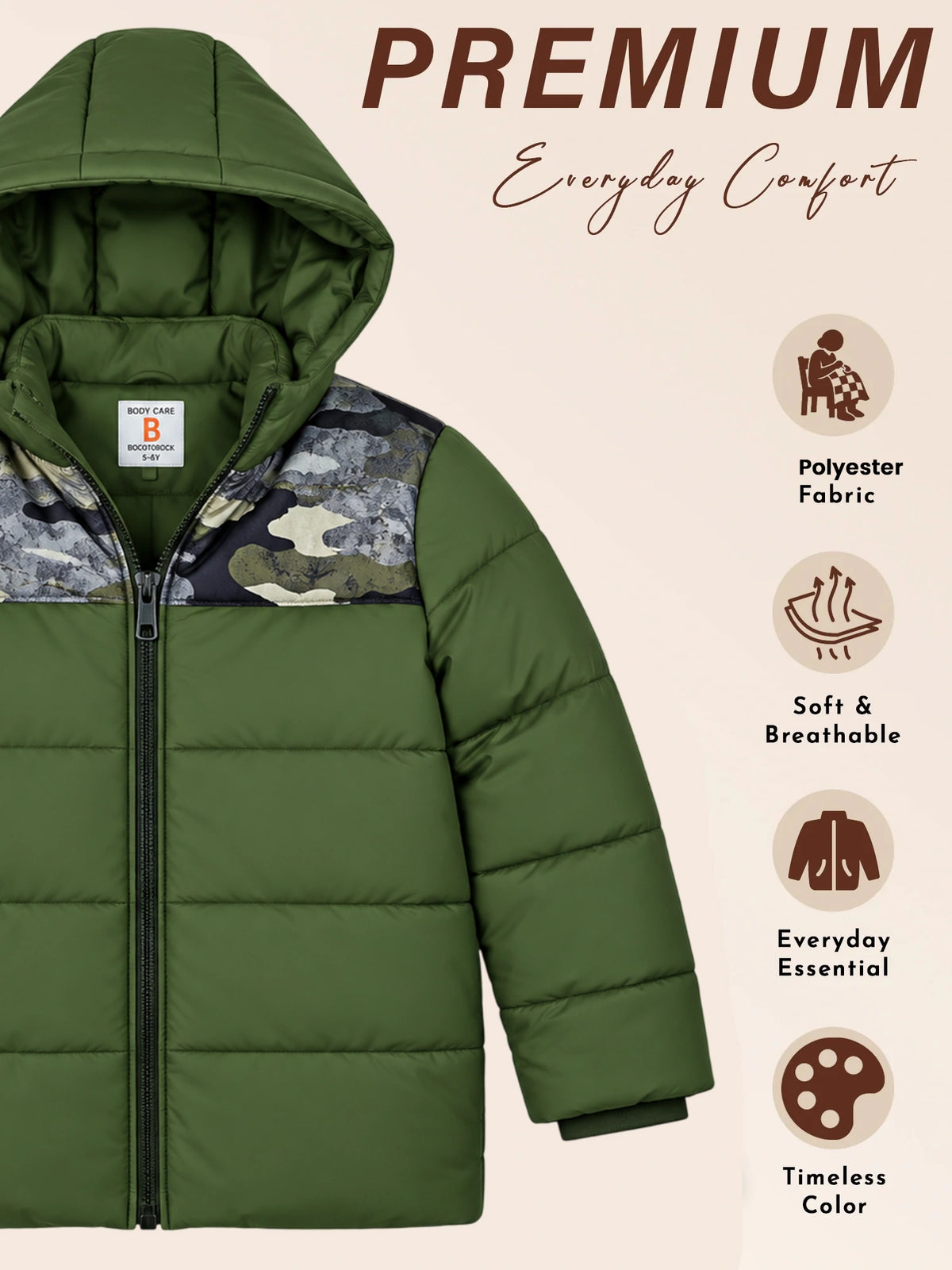 Boys Hooded Full Sleeves Jacket with Comfortable Outerwear Styling, Easy Movement and Regular Use Comfort