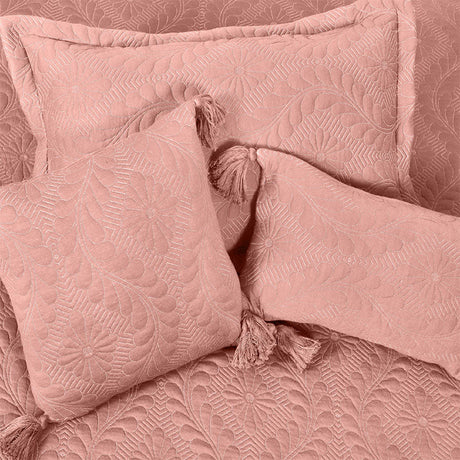 BodyComfy 100% Cotton Hosiery King-Size Fitted Bedcover – Quilted Floral Motif Print