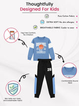 Boys French Terry Clothing Set with Printed Full Sleeve T-Shirt and Pajama for Casual Wear and Easy Movement
