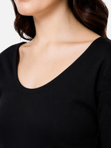 Women Thermal Top with Fur Fleece Inside and Three Quarter Sleeves, High Warmth Winter Innerwear - Pack of 1