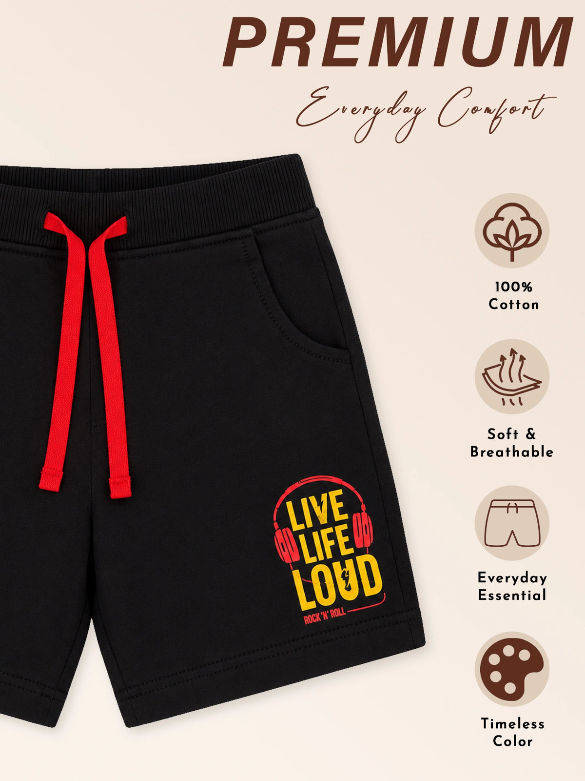 Boys Solid Shorts with Easy Pull-On Comfort for Casual Wear, Lounge Wear and Everyday Movement - Pack of 2