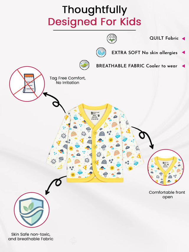 Unisex Baby Front Open Full Sleeve Thermal Top for Winter Wear, Easy Dressing and Warm Comfort - Pack of 3