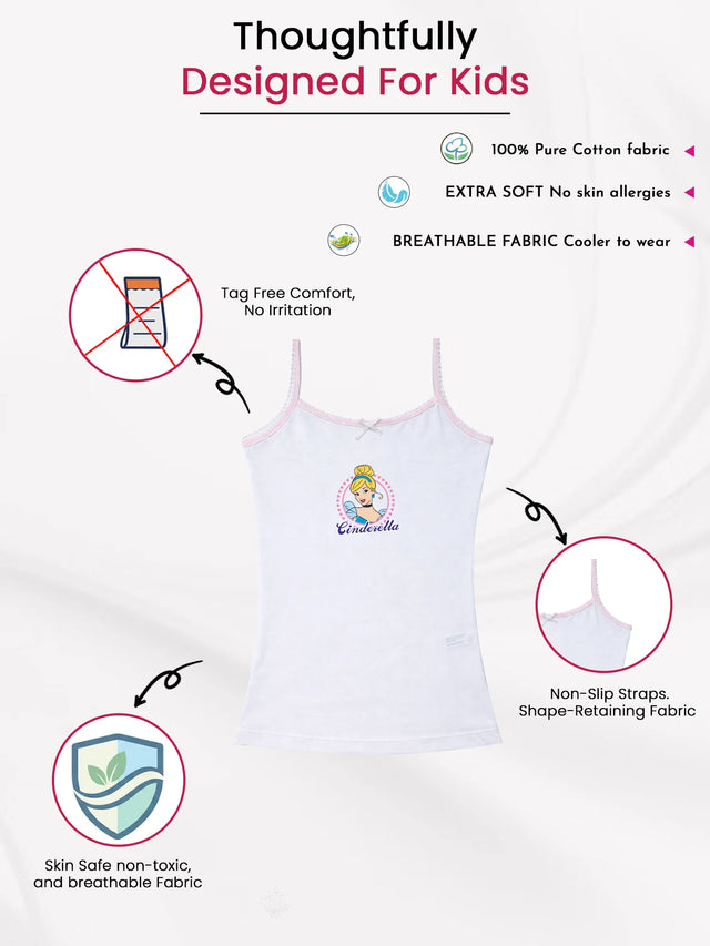 Girls Princess Vest Sleeveless Pack of 3 - Bodycare