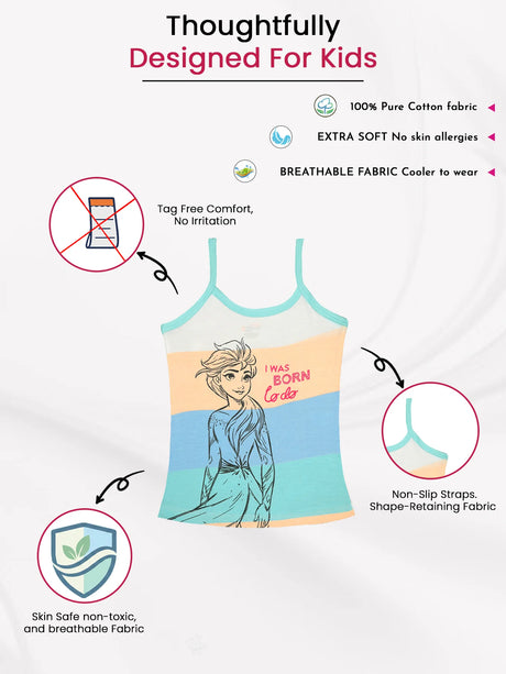 Girls Frozen 100% Cotton Vest Dori Neck Pack of 3