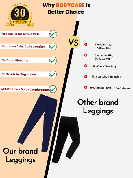 Girls Cotton Spandex Leggings Slim Fit Pack of 1