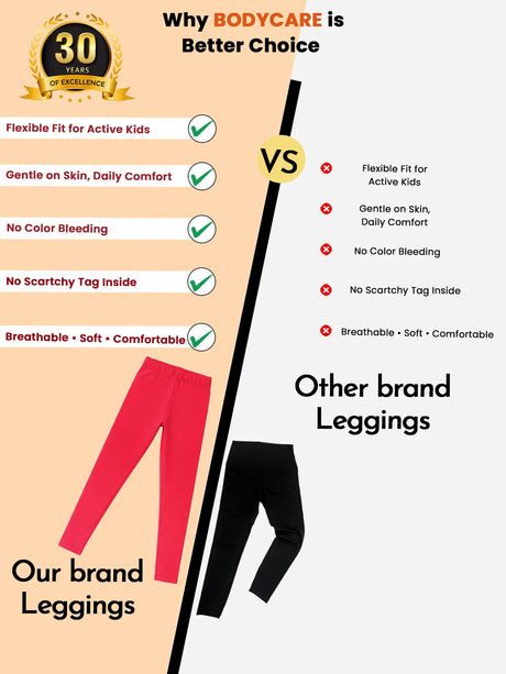 Girls Cotton Spandex Leggings Stretch Pack of 2