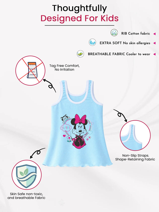 Girls Minnie & Friends Vest Round Neck Sleeveless Pack of 6 - Bodycare