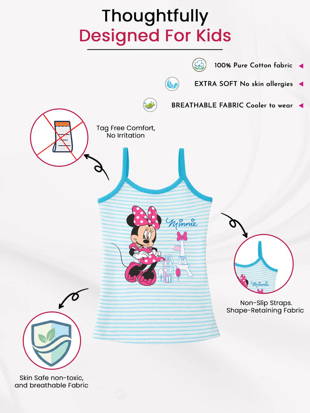Girls Minnie & Friends Vest Dori Neck Sleeveless Pack of 3 - Bodycare