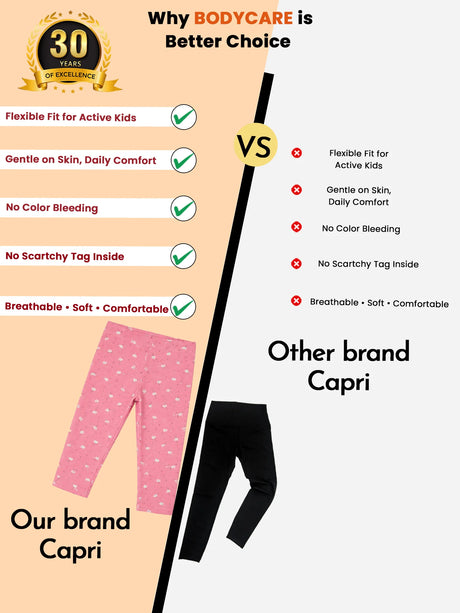 Girls Cotton Spandex Leggings Inner Elastic Stretch Pack of 2