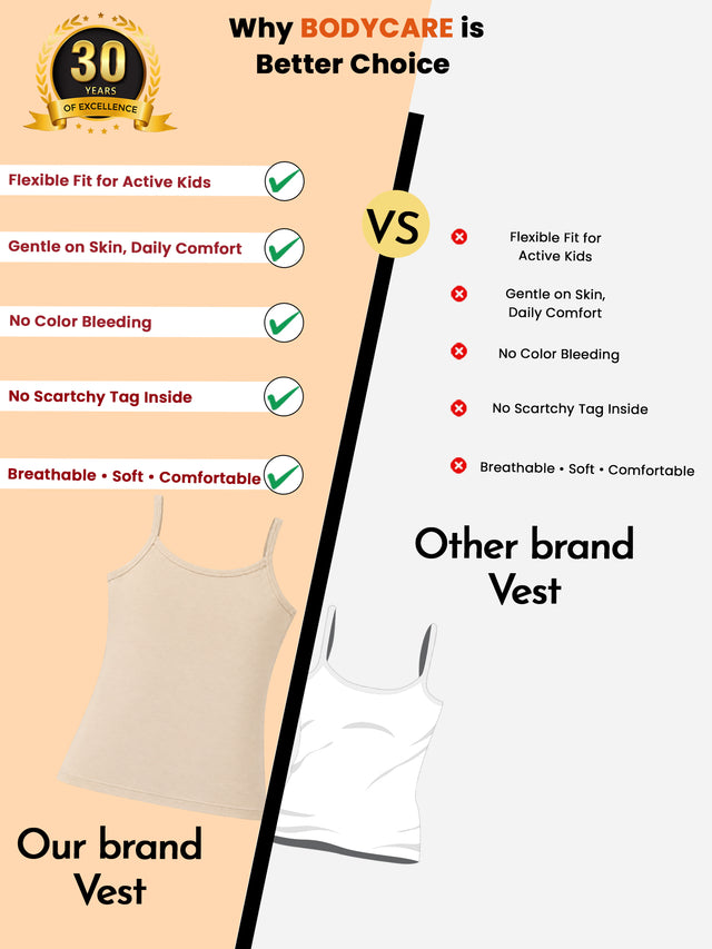 Girls Cotton Camisole Sleeveless Camisole for Everyday Innerwear Comfort and Easy Layering - Pack of 2