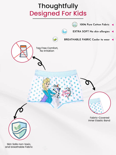 Girls Frozen Cotton Spandex Boyshorts Lycra Waistband Pack of 6