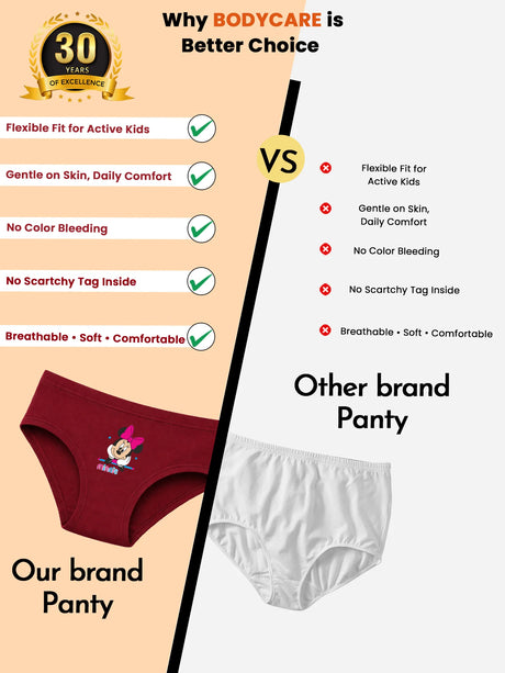 Girls Minnie & Friends Cotton Spandex Panty Inner Elastic Pack of 6