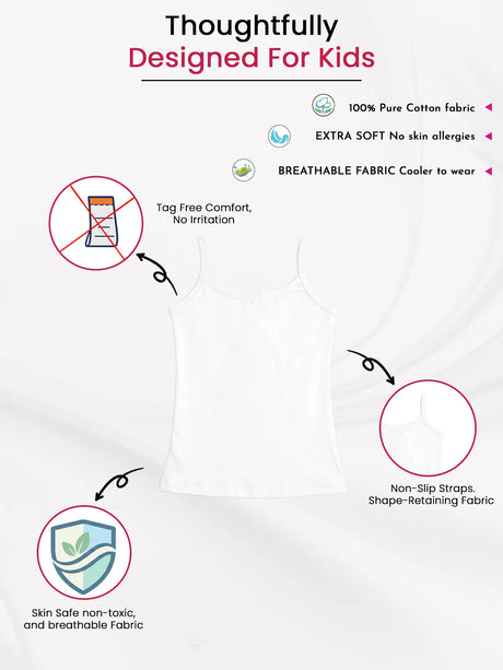 Girls Vest Round Neck Sleeveless Pack of 3