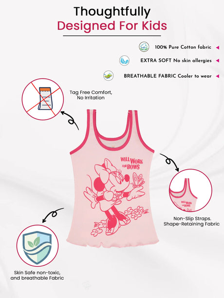 Girls Cotton Rib Vest Round Neck Sleeveless Pack of 6