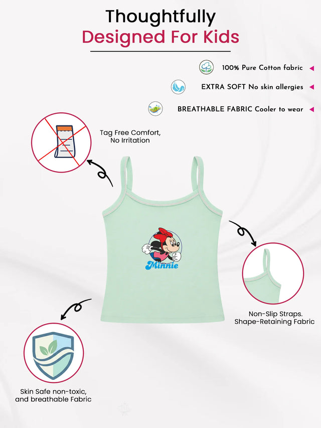 Girls Minnie & Friends Vest Dori Neck Sleeveless Pack of 4 - Bodycare