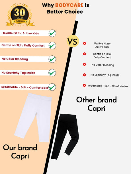 Girls Cotton Spandex Leggings Inner Elastic Stretch Pack of 1