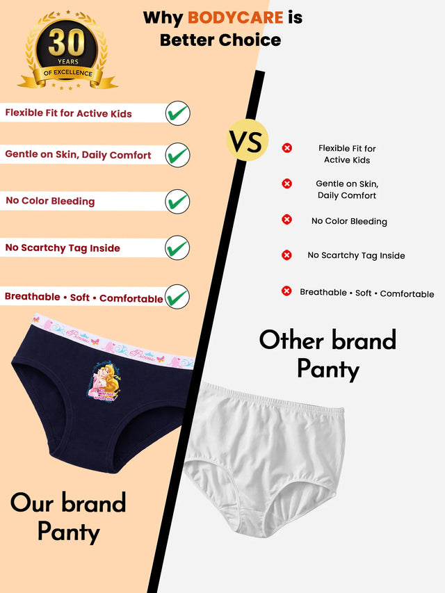 Girls Princess Panty Top Elastic Pack of 3 - Bodycare