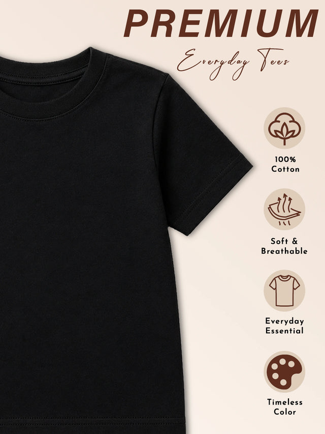 Baby Boys 100% Cotton Plain Round Neck Half Sleeve T-Shirt with Soft Breathable Regular Fit for Casual Wear - Pack of 2