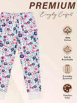 Girls French Terry Printed Track Pant with Regular Fit for Casual Wear, Lounge Comfort and Regular Use