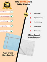 Men Cotton Handkerchief Pocket Essential for Daily Carry, Office Bag, Travel Kit and Formal Grooming Use - Pack of 6