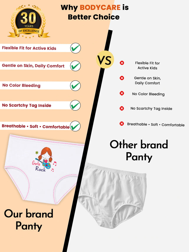 Girls Innerwear Panty with Top Elastic for Everyday Comfort, Easy Fit and Wardrobe Essentials - Pack of 3