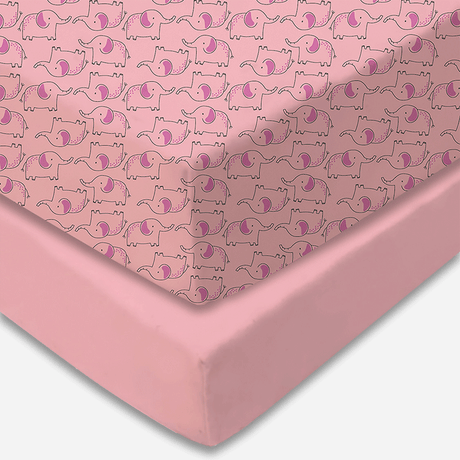 Elephant Pink Fitted Cot Sheet Pack of 2