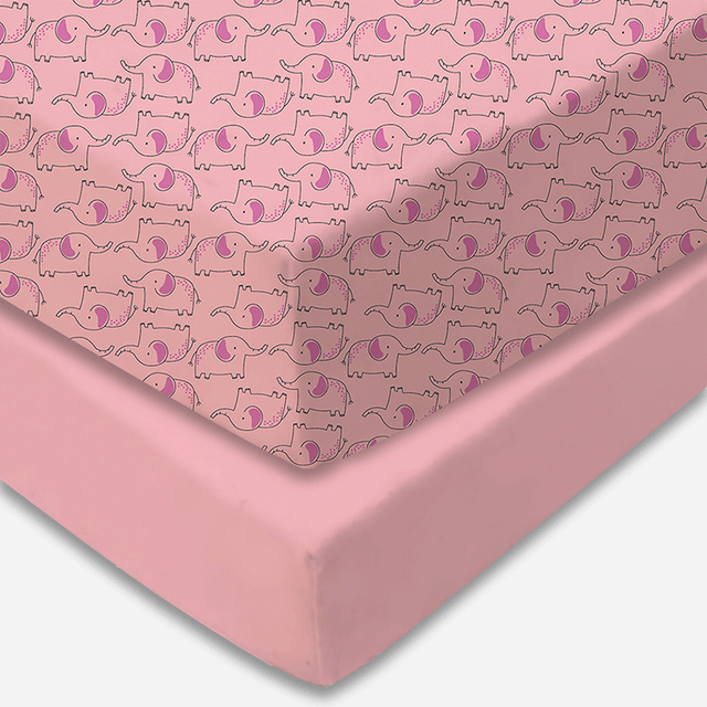 Elephant Pink Fitted Cot Sheet Pack of 2 - Bodycare