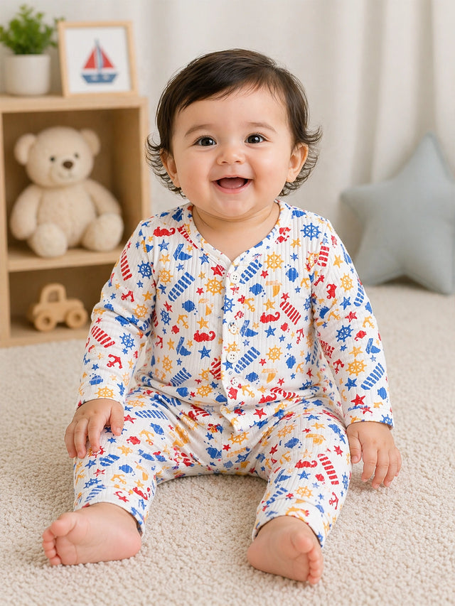 Unisex Front Open Full Sleeves Pyjama Set for Easy Dressing, Nightwear Comfort and Everyday Lounge Essentials - Pack of 1