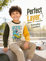 Boys French Terry Printed Full Sleeve Sweatshirt with Soft Cotton Winter Comfort and Regular Wardrobe Use