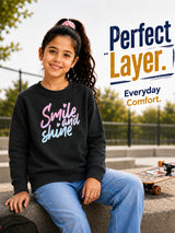 Girls Round Neck Full Sleeve Sweatshirt with Easy Casual Styling for Winter Wear, Lounge Comfort and Regular Use