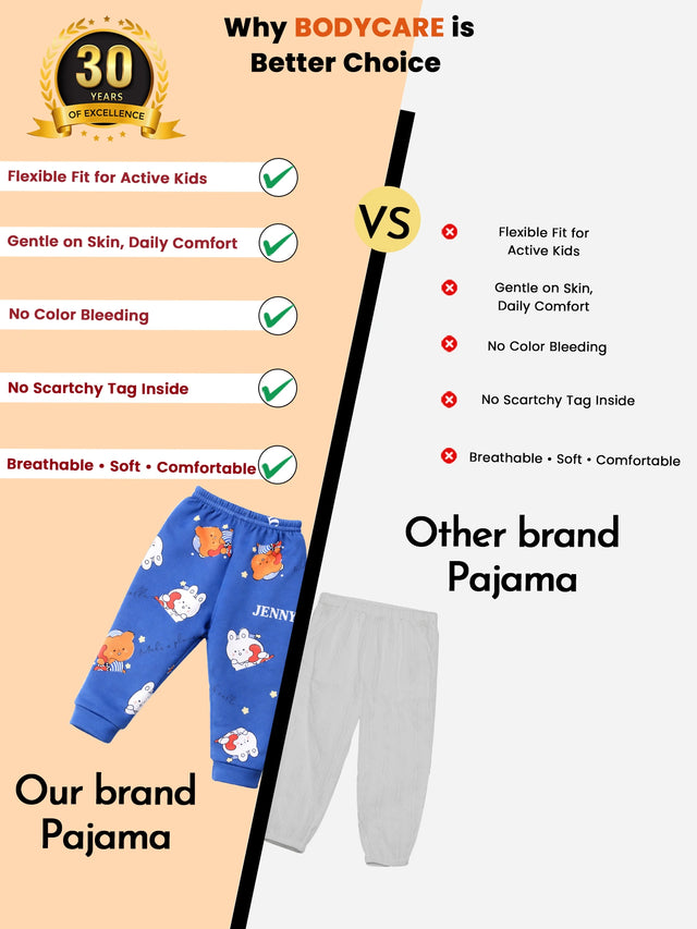 Baby Boys Self Design Pyjama with Inner Elastic for Regular Baby Wear, Easy Movement and Everyday Comfort