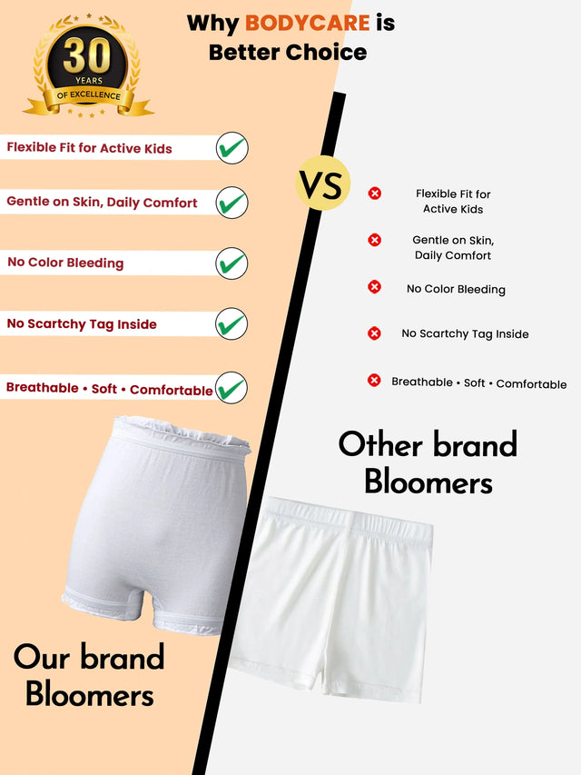 Unisex 100% Cotton Bloomer with Attached Elastic for Soft Everyday Innerwear Comfort and Use - Pack of 3